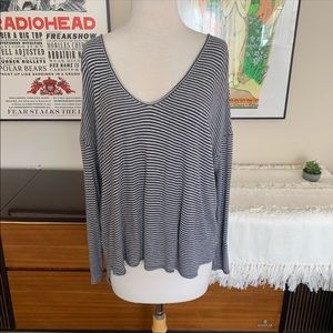 Anthropologie Bordeaux Striped Oversized Knit Top